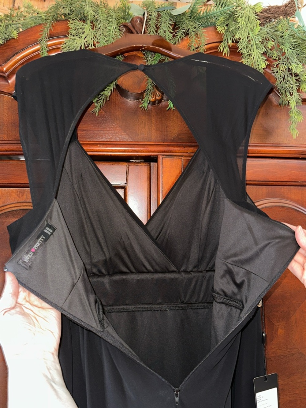 NWT Ever Pretty Black Evening Gown with Embellished Waistband - Picture 6 of 17